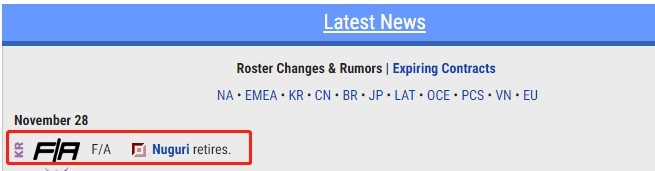 韩媒记者：S10世界冠军 前DK&FPX上单Nuguri已经决定退役！