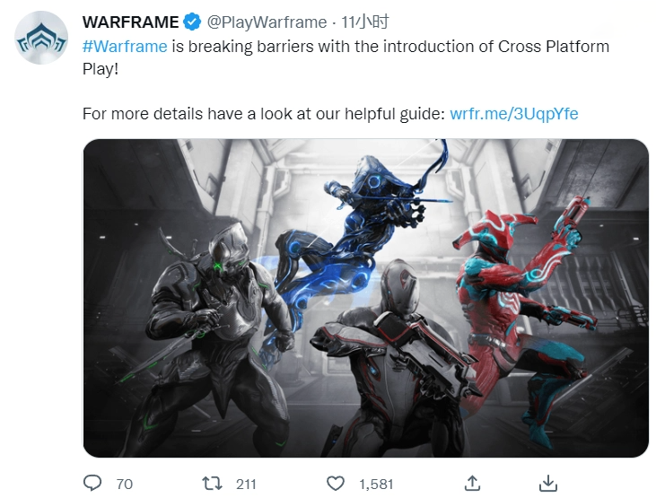 《Warframe（星际战甲）》支持PC、Xbox、PlayStation 和 Switch跨平台游玩