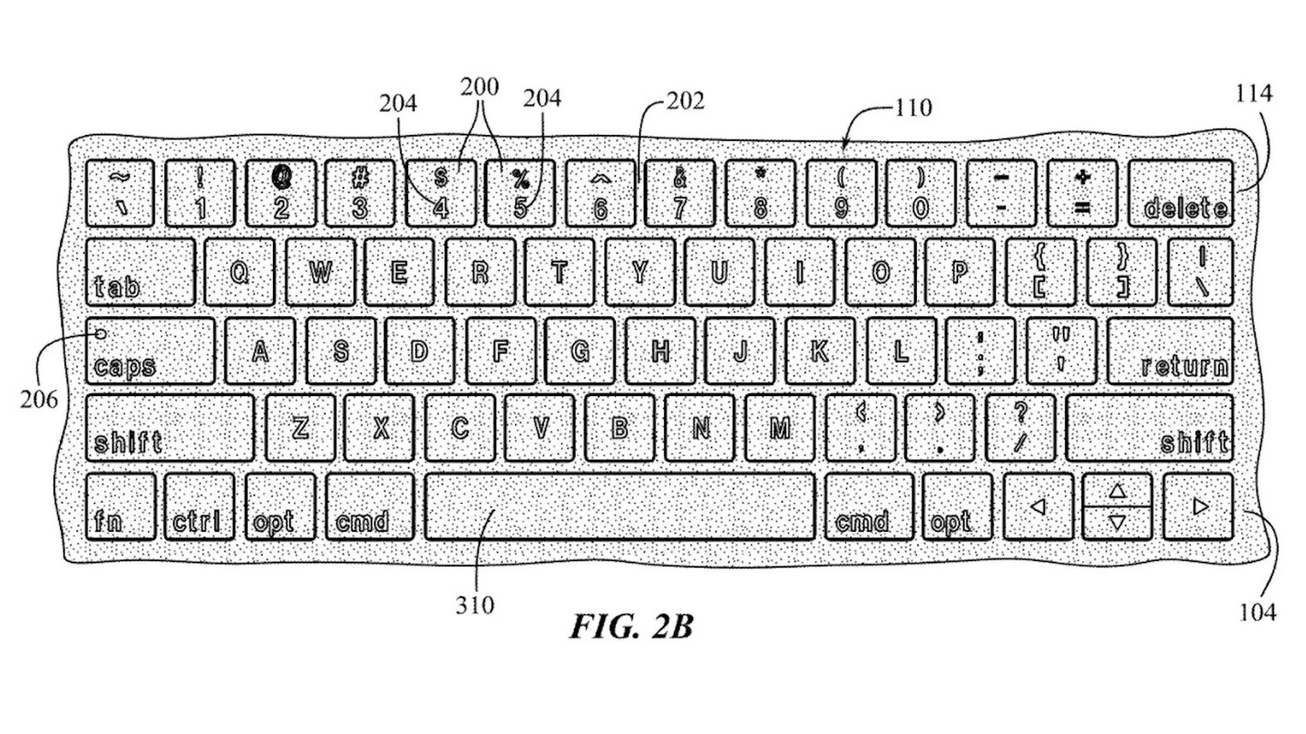 苹果新专利展示未来 MacBook 背光键盘,可动态显示不同符号