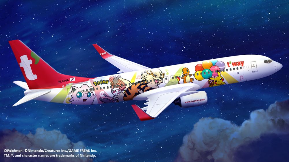宝可梦「飞翔皮卡丘计划」与韩国德威航空合作推出「皮卡丘彩绘机 TW」