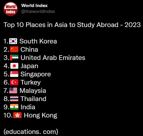 世界之最：亚洲十大留学目的地国家