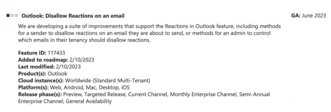 微软增强Outlook的React特性：许收件人对邮件做出各种反应