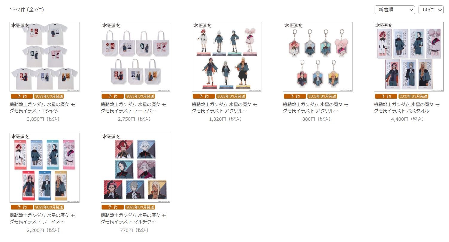 《机动战士高达水星的魔女》推出角色设计原案等相关主题周边商品