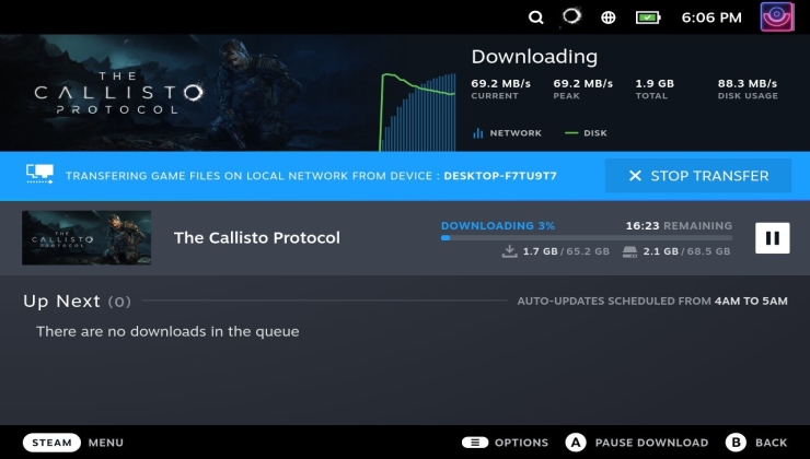 Steam现已更新本地网络传输游戏功能，允许玩家在同一网络下将游戏进行传输